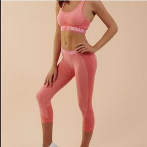 Gymshark Flex Cropped Leggings - Peach Coral XS